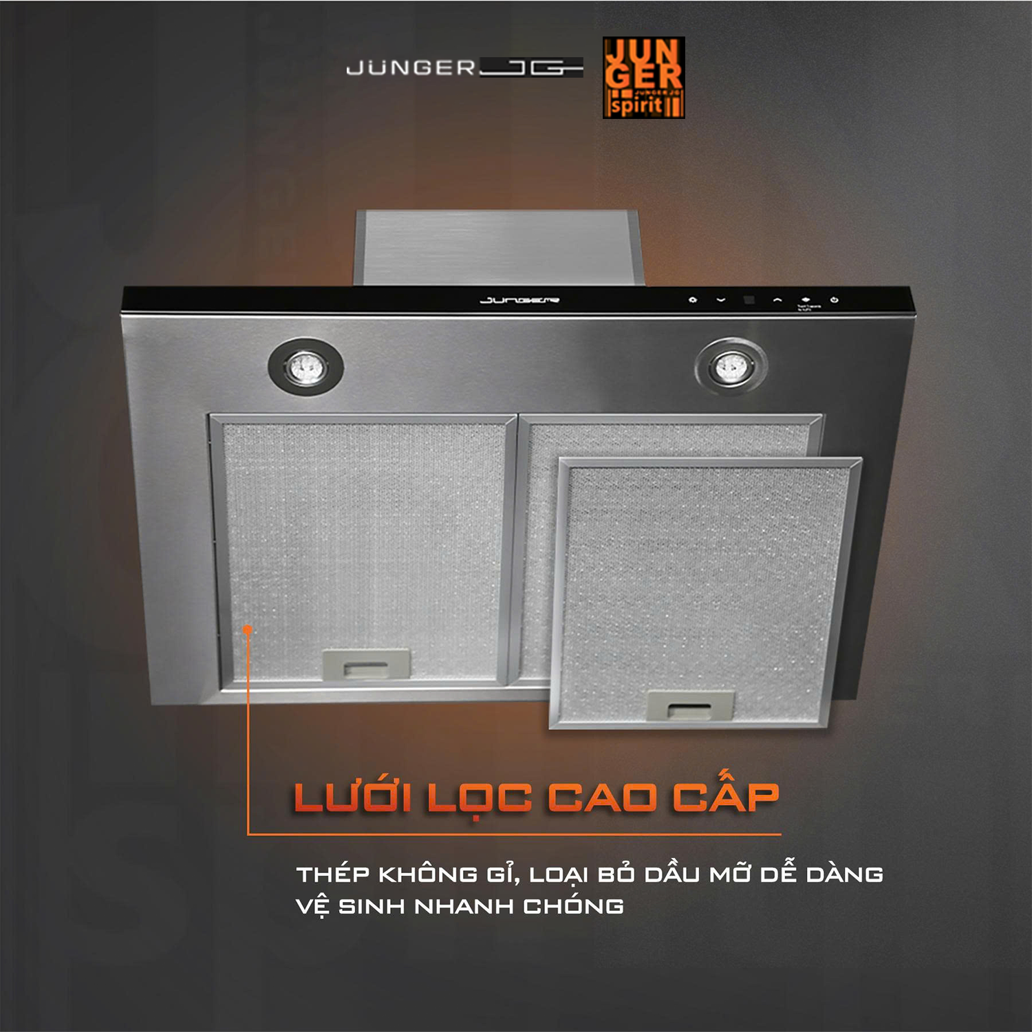 Màng lọc nhôm 5 lớp cao cấp, hiệu quả ngăn chặn dầu mỡ vào bên trong máy.