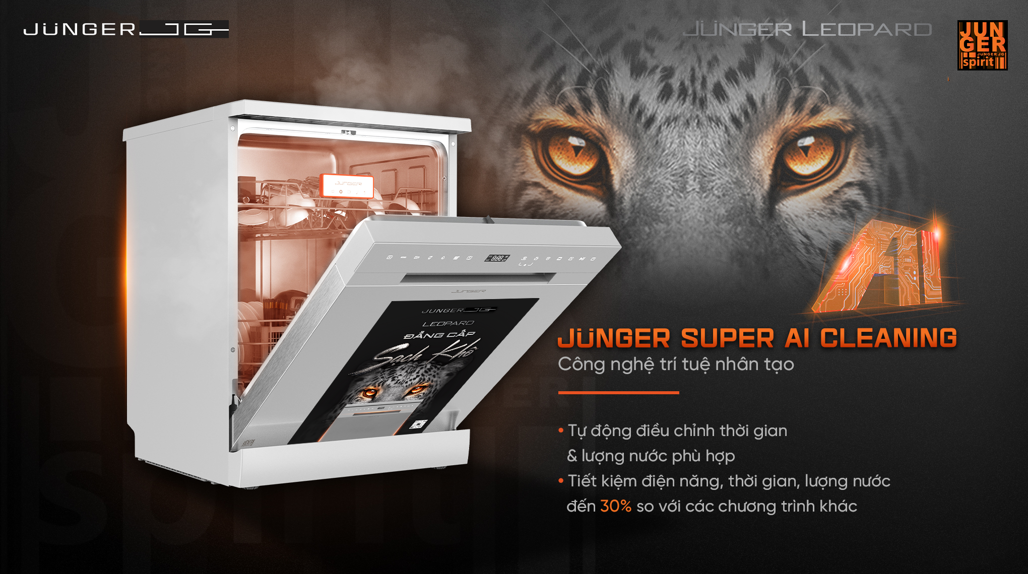 Máy rửa bát Junger JG Leopard DWJ-140 Máy rửa bát Junger JG Leopard DWJ-140