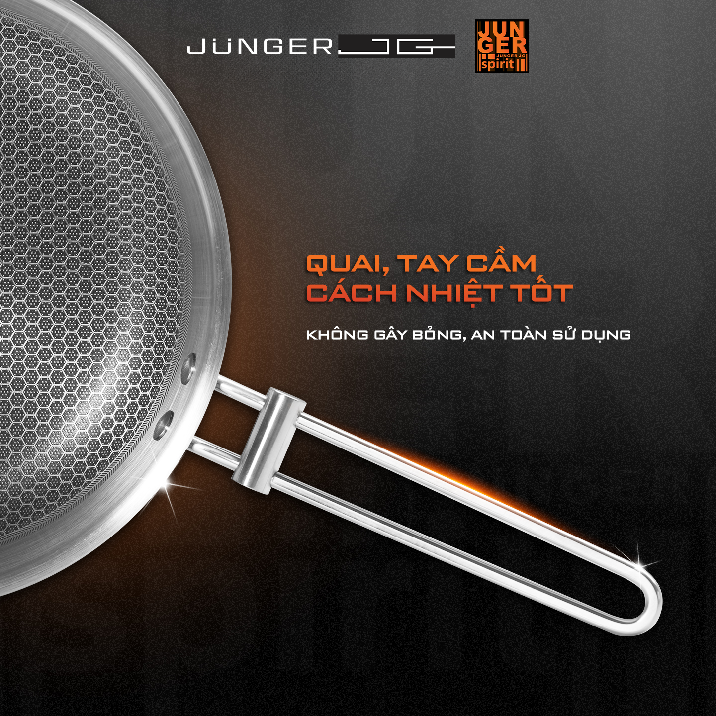 Tay cầm cách nhiệt tốt, không gây bỏng, đảm bảo an toàn và thuận tiện cho người sử dụng