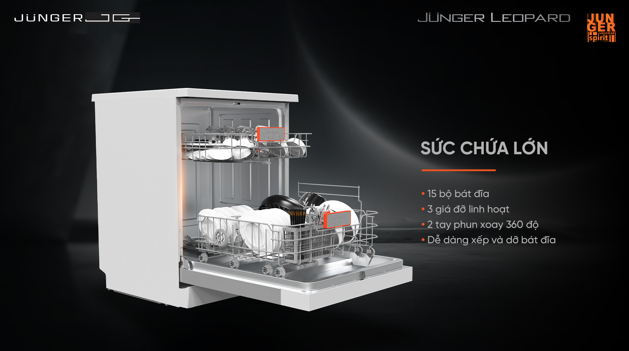Máy rửa bát Junger JG Leopard DWJ-140 Máy rửa bát Junger JG Leopard DWJ-140