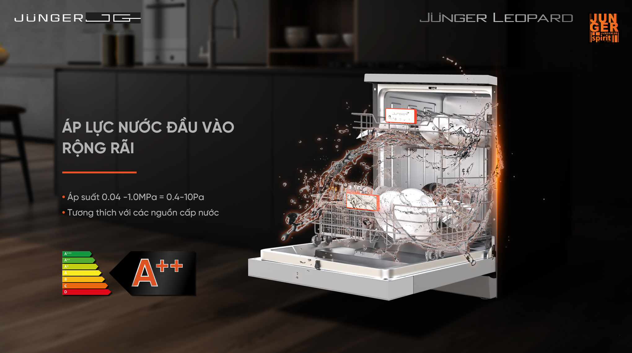 Máy rửa bát Junger JG Leopard DWJ-140 Máy rửa bát Junger JG Leopard DWJ-140