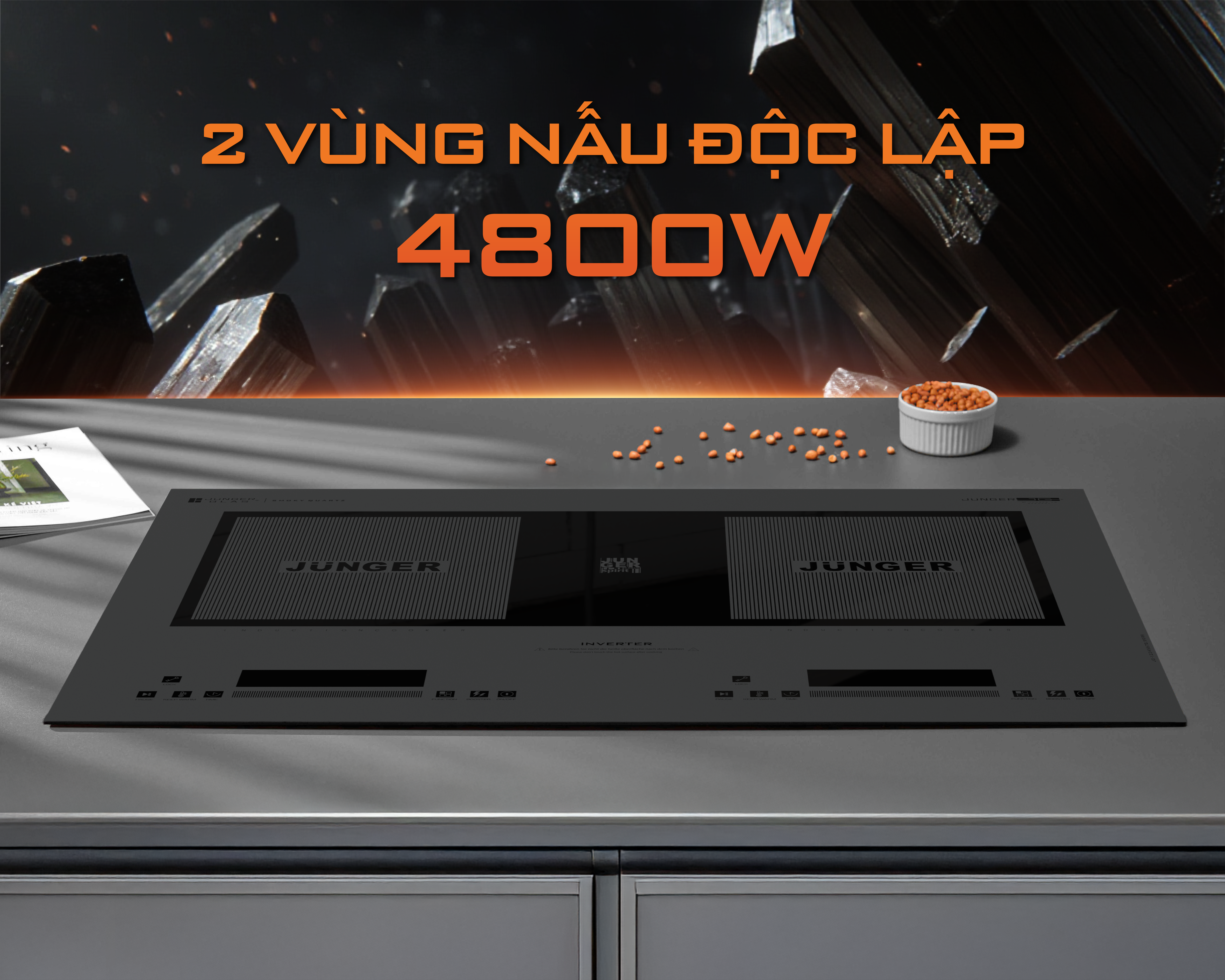  Tổng công suất đến 4800W khi kích hoạt Booster 2 vùng nấu