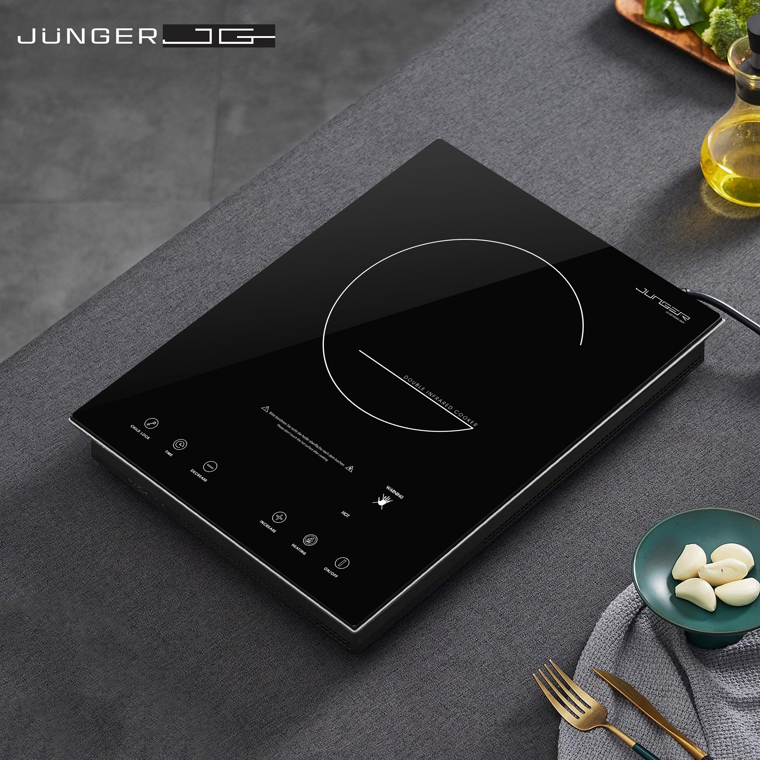 Bếp hồng ngoại đơn Junger IS-19 sở hữu thiết kế hiện đại chuẩn đẳng cấp Đức nâng tầm không gian sống.