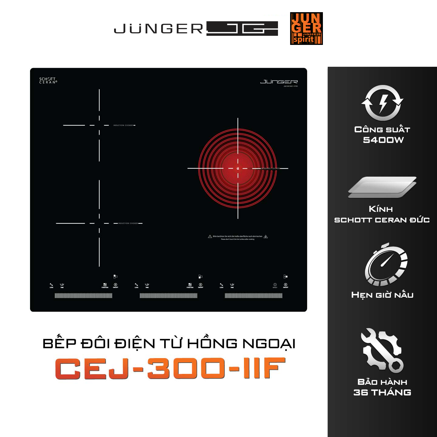 Junger CEJ-300-IIF áp dụng chính sách bảo hành 36 tháng lâu dài tại nơi sử dụng.