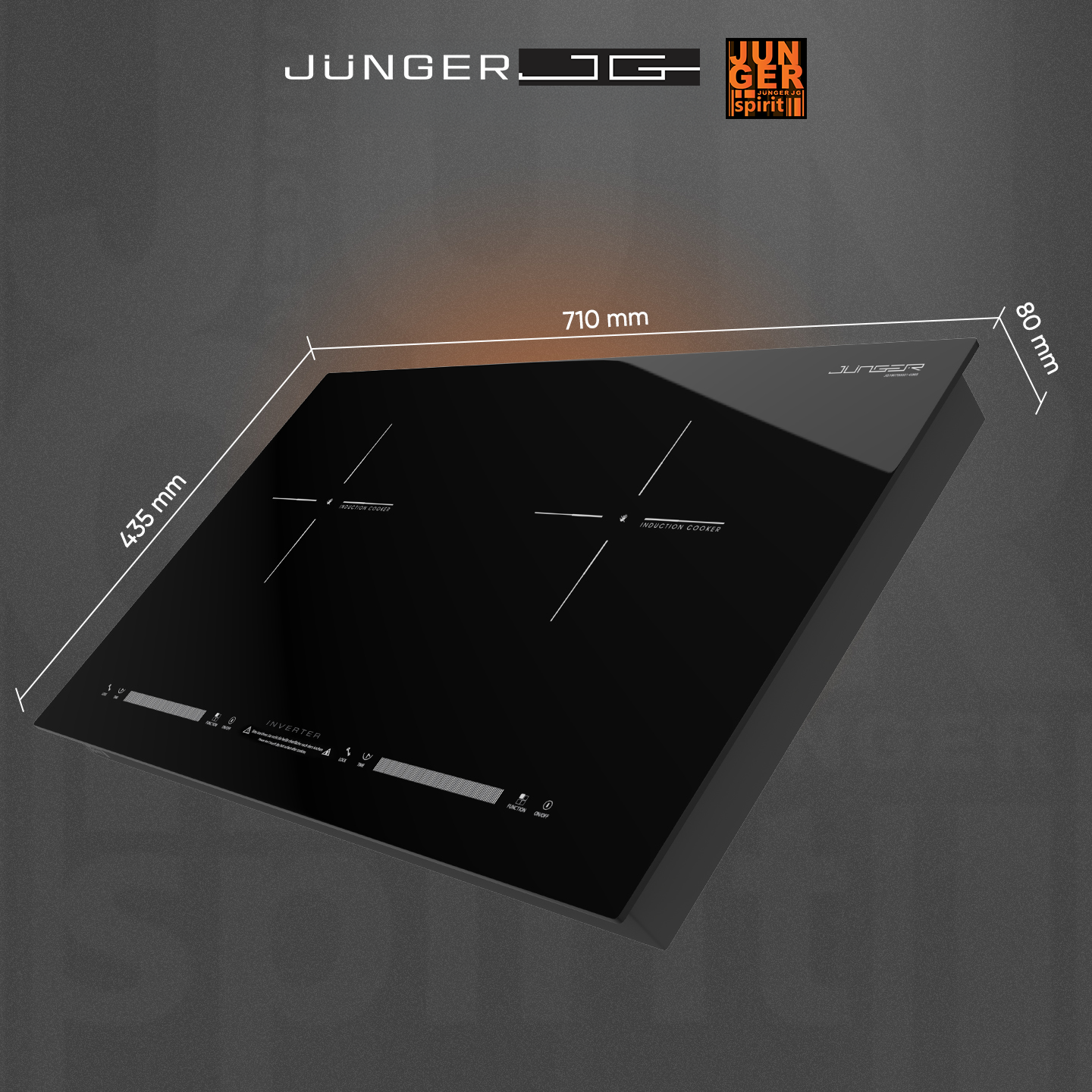 Bếp từ đôi Junger NKD-22+ sở hữu kích thước tinh gọn, có thể lắp âm hoặc lắp dương linh hoạt.