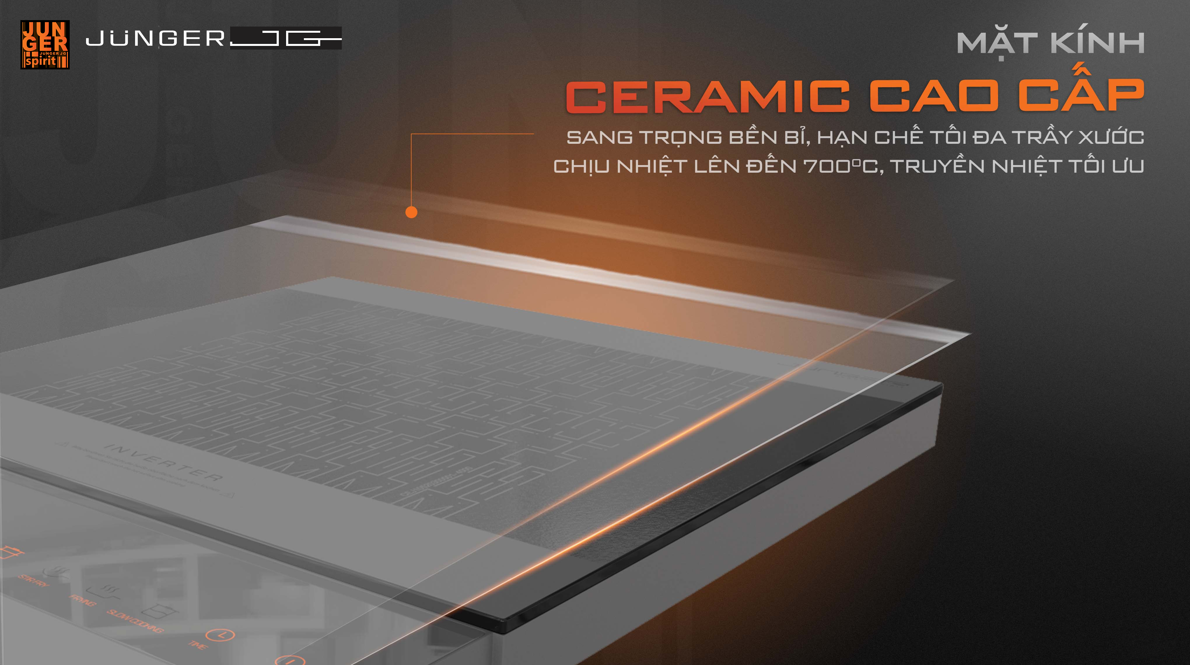 Mặt bếp làm từ kính Ceramic sang trọng, thời trang với thiết kế họa tiết hoa văn đặc biệt trẻ trung, hiện đại vô cùng ấn tượng.