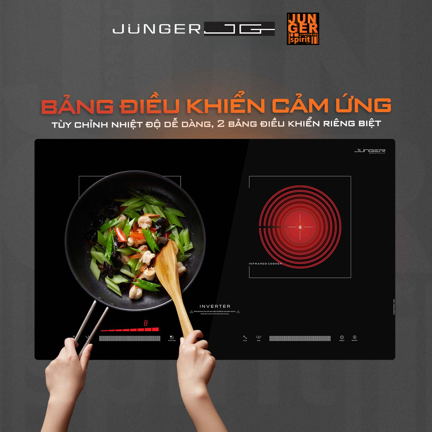 SIS-66 được trang bị 2 bảng điều khiển cảm ứng Slider - Direct Control siêu nhạy riêng biệt cho từng vùng nấu, kết hợp đèn LED hiển thị rõ ràng, dễ sử dụng.