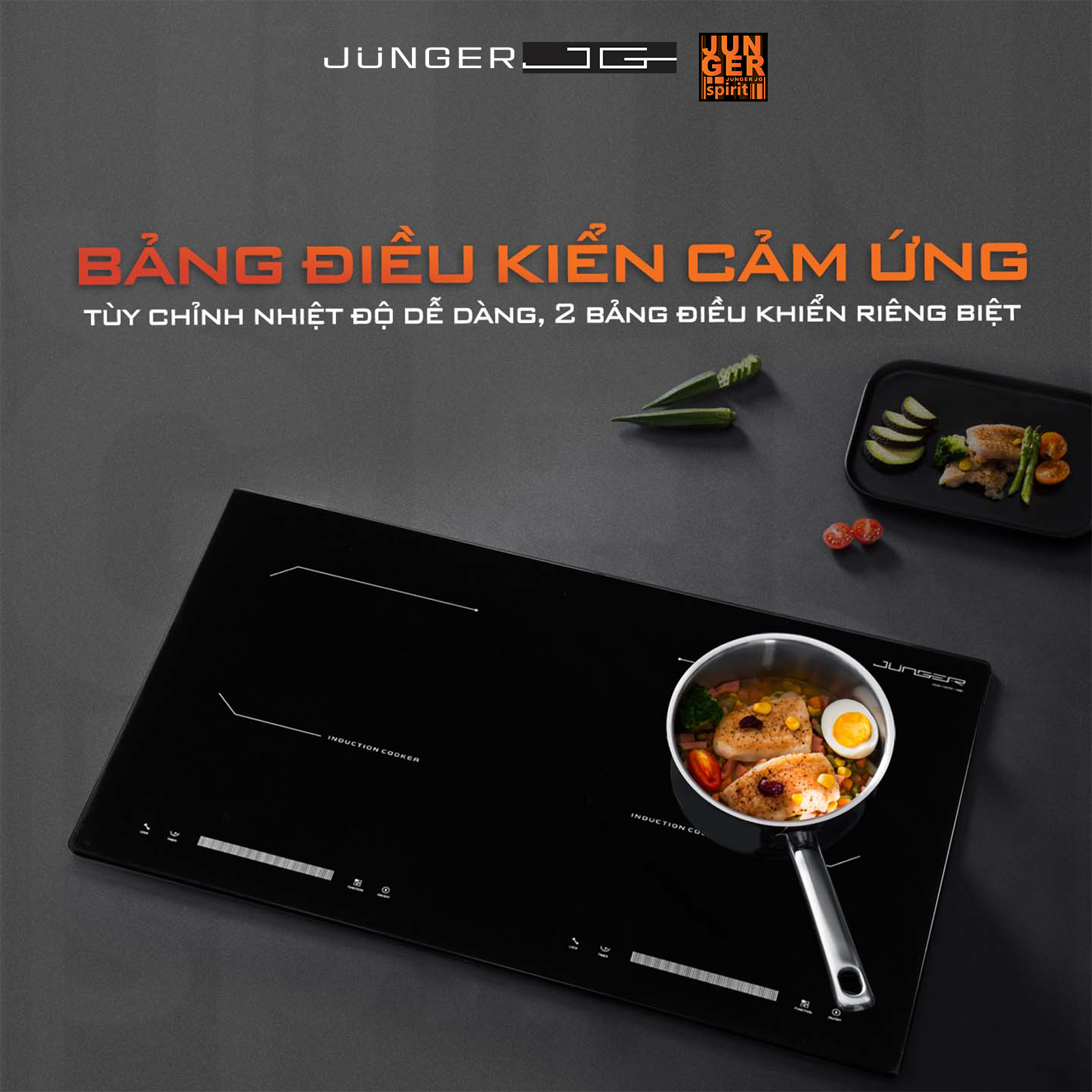 CEJ-202-II được trang bị 2 bảng điều khiển cảm ứng Slider - Direct Control siêu nhạy riêng biệt cho từng vùng nấu, kết hợp đèn LED hiển thị rõ ràng, dễ sử dụng.