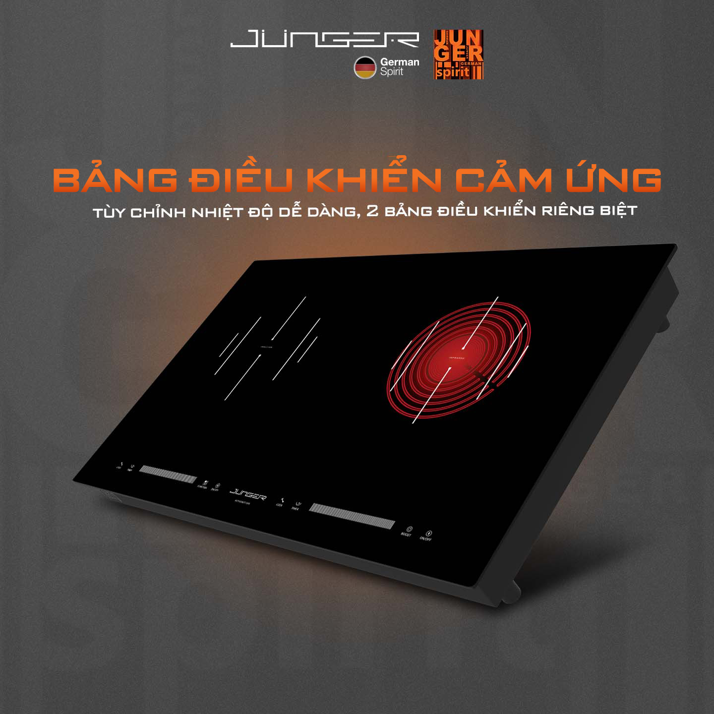 CEJ-204-IF được trang bị 2 bảng điều khiển cảm ứng Slider - Direct Control siêu nhạy riêng biệt cho từng vùng nấu, kết hợp đèn LED hiển thị rõ ràng, dễ sử dụng.