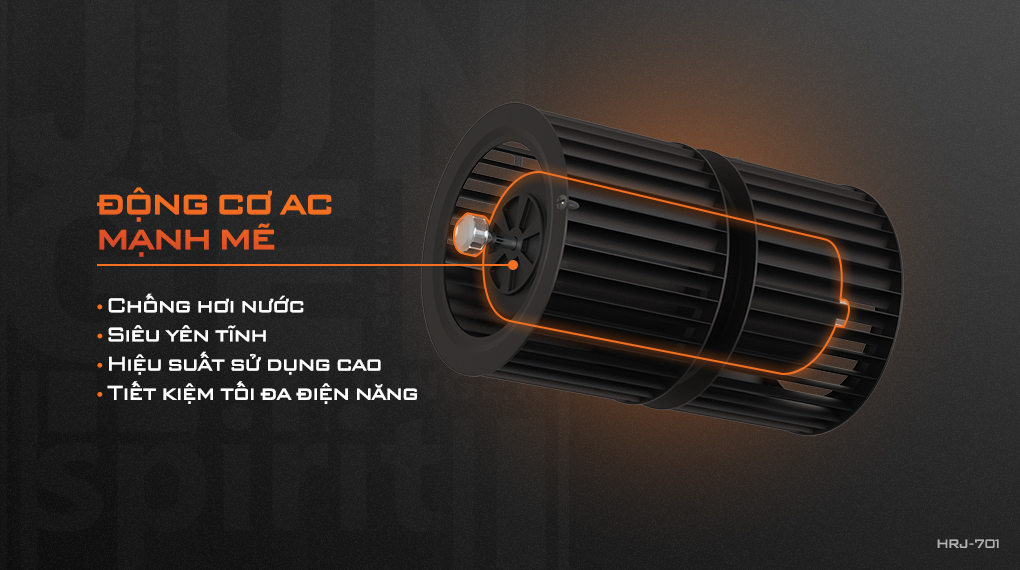 Máy hút mùi Junger HRJ-701 được trang bị  động cơ AC thế hệ mới chống hơi nước siêu yên tĩnh