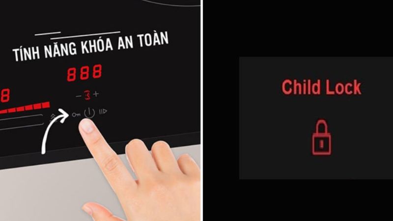 Khóa an toàn trẻ em (Child Lock) là tính năng giúp vô hiệu hóa bảng điều khiển của bếp nhằm hạn chế các thao tác ngoài ý muốn trong quá trình sử dụng